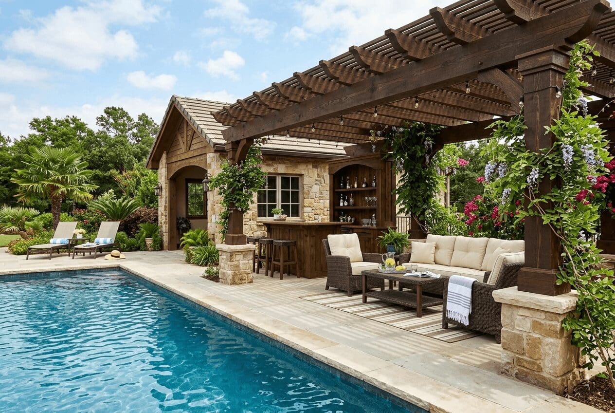 A Pool House Pergola