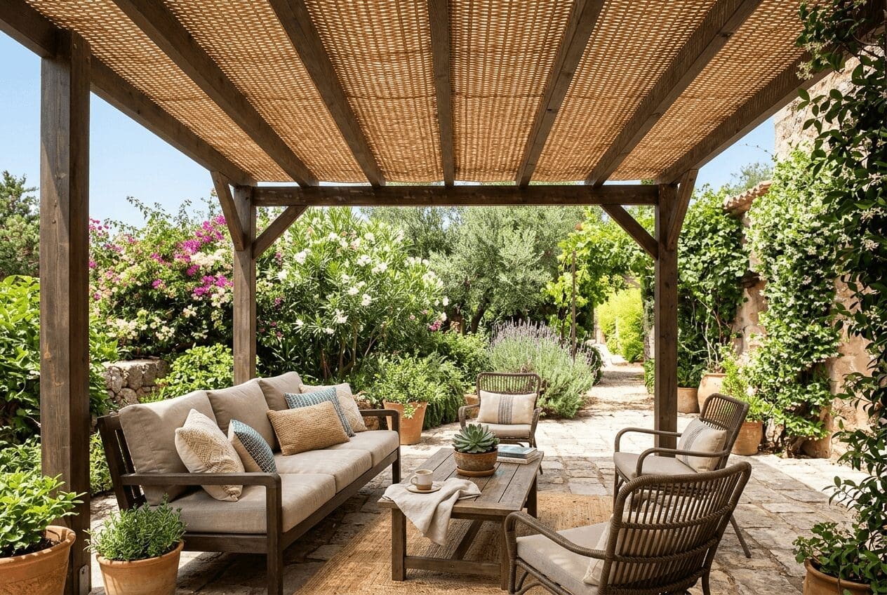 Pergola with a Rattan Ceiling