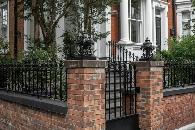 Brick and Metal Front Fence