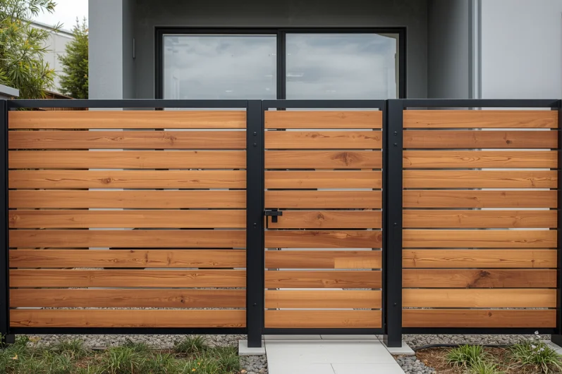 Contemporary Wood & Metal Fence