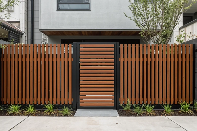 Modern Slatted Front Fence