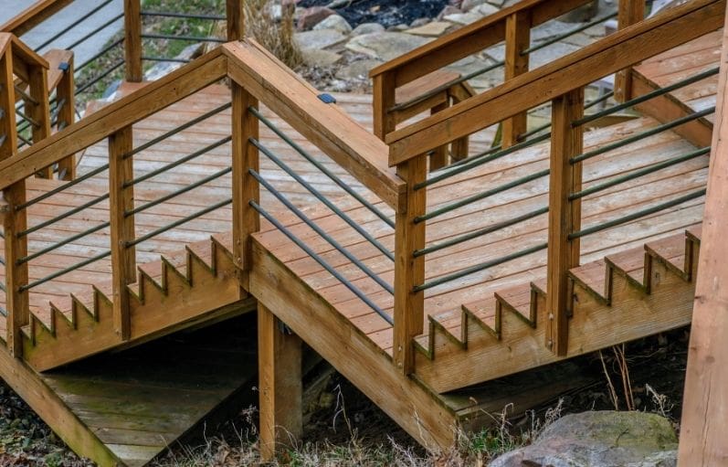 Well-Lit Deck with Stairs